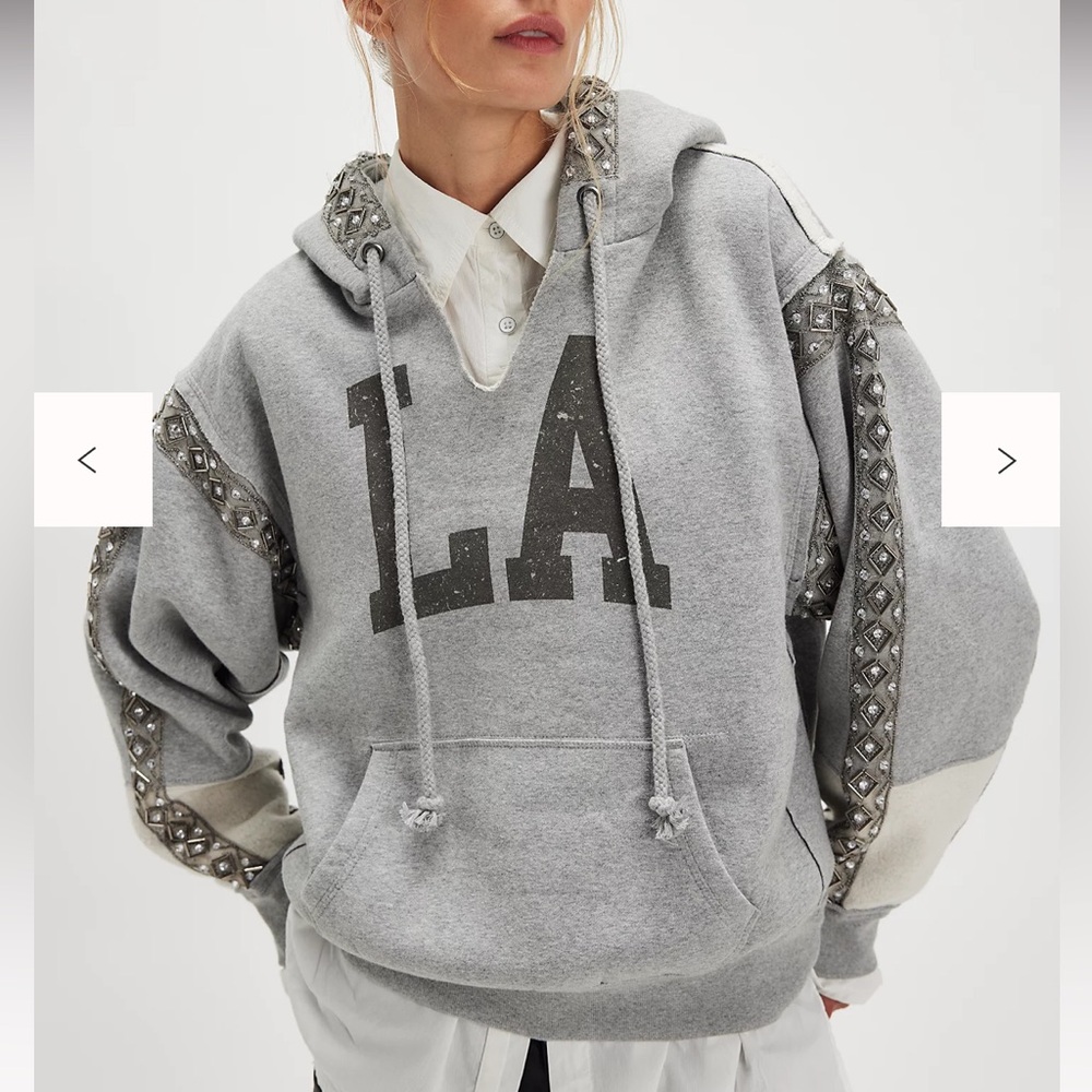 Free people we the free midnight sparkle Gray Embellished graphic Sweater